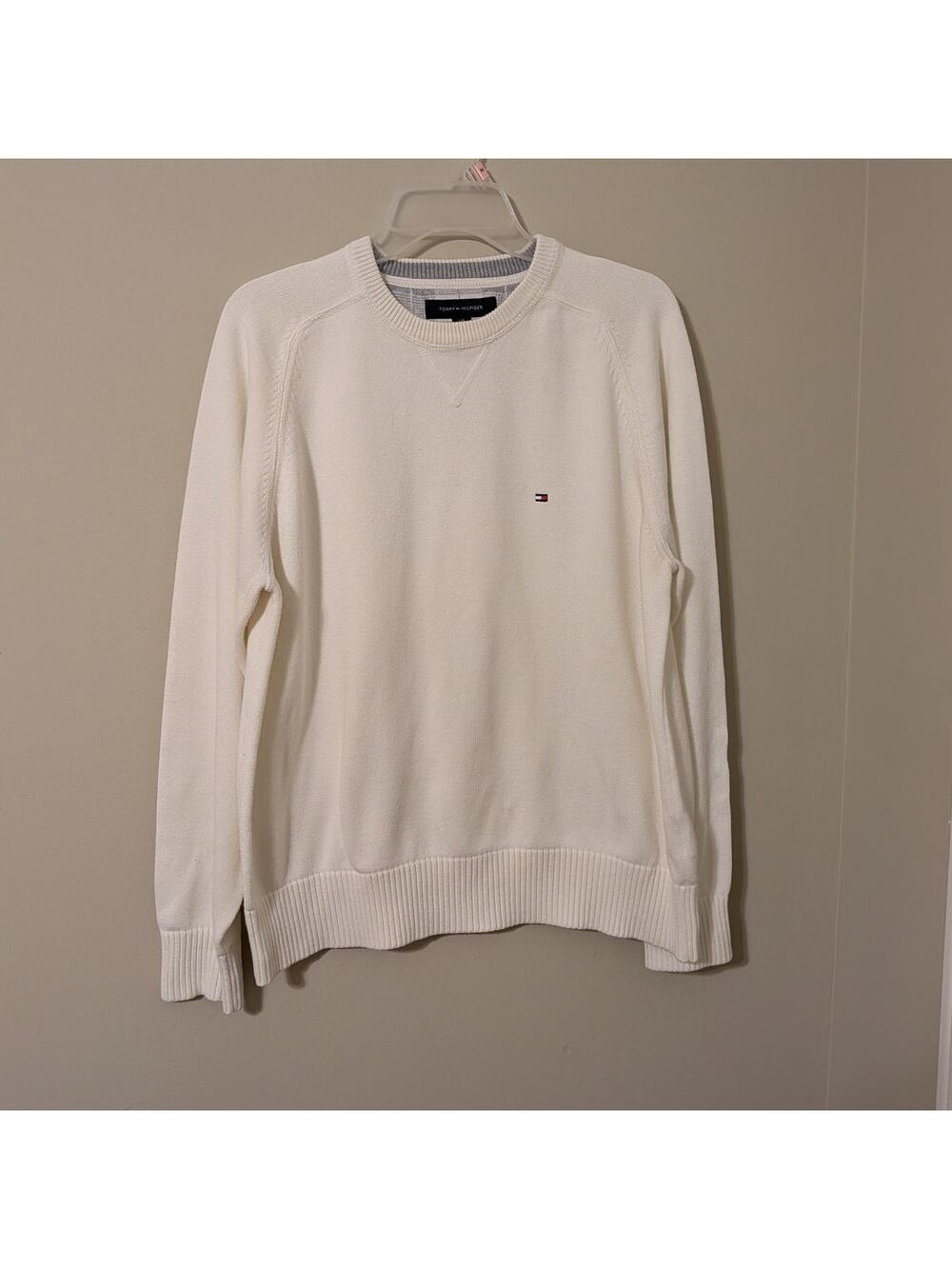 Tommy Hilfiger White Sweater With Logo Embroidery